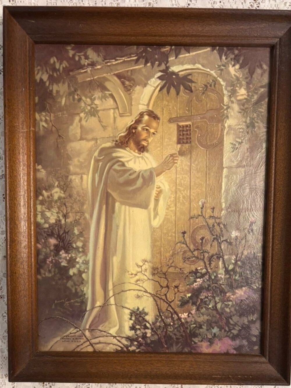 VTG Light of the World Warner Sallman Christ Knocking Framed Art Print
